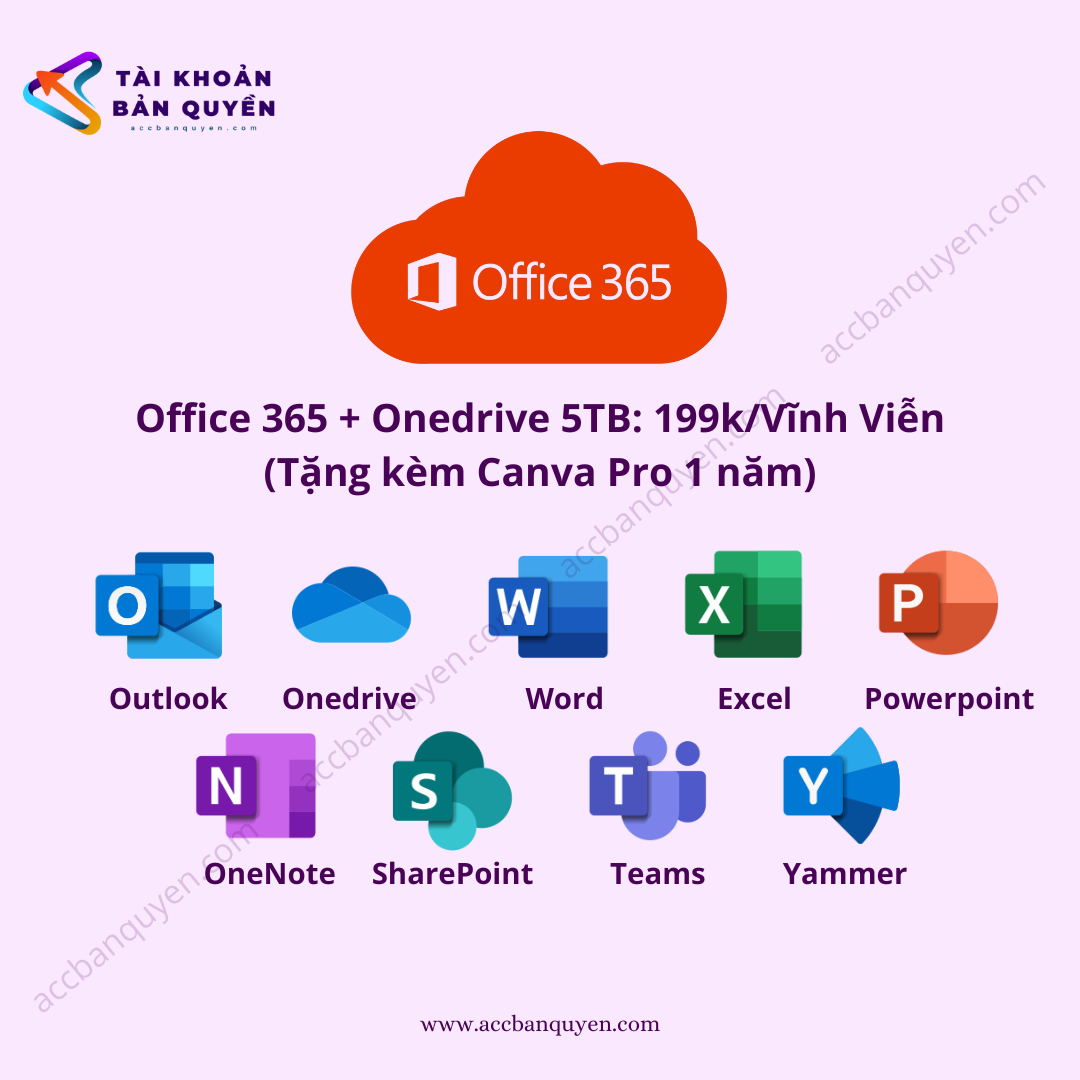 Tài Khoản Microsoft Office 365 + OneDrive 5TB (199k/Vĩnh Viễn) - Acc Bản  Quyền
